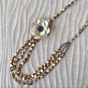 VINTAGE Mother of Pearl Necklace Adjustable Brooch